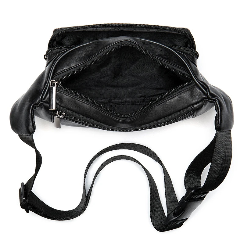 WESTAL-Sacos de Cintura de Couro de Ovelha Genuíno Masculino Fanny Pack, Pequeno Saco Preto Hip Bum, Saco para Cinto, 8917