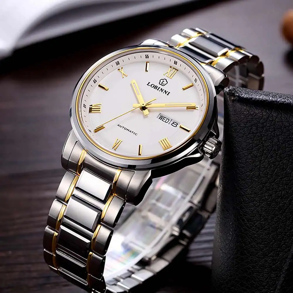 LOBINNI Men's Luxury Automatic Mechanical Watch Japan Imported NH36A Sapphire Crystal Luminous Waterproof Dual Calendar L9016