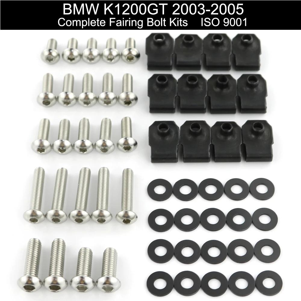 

Fit For BMW K1200GT 2003 2004 2005 Motorcycle Complete Full Fairing Bolts Kit Fairing Clips Nuts Cowling Bolts Stainless Steel