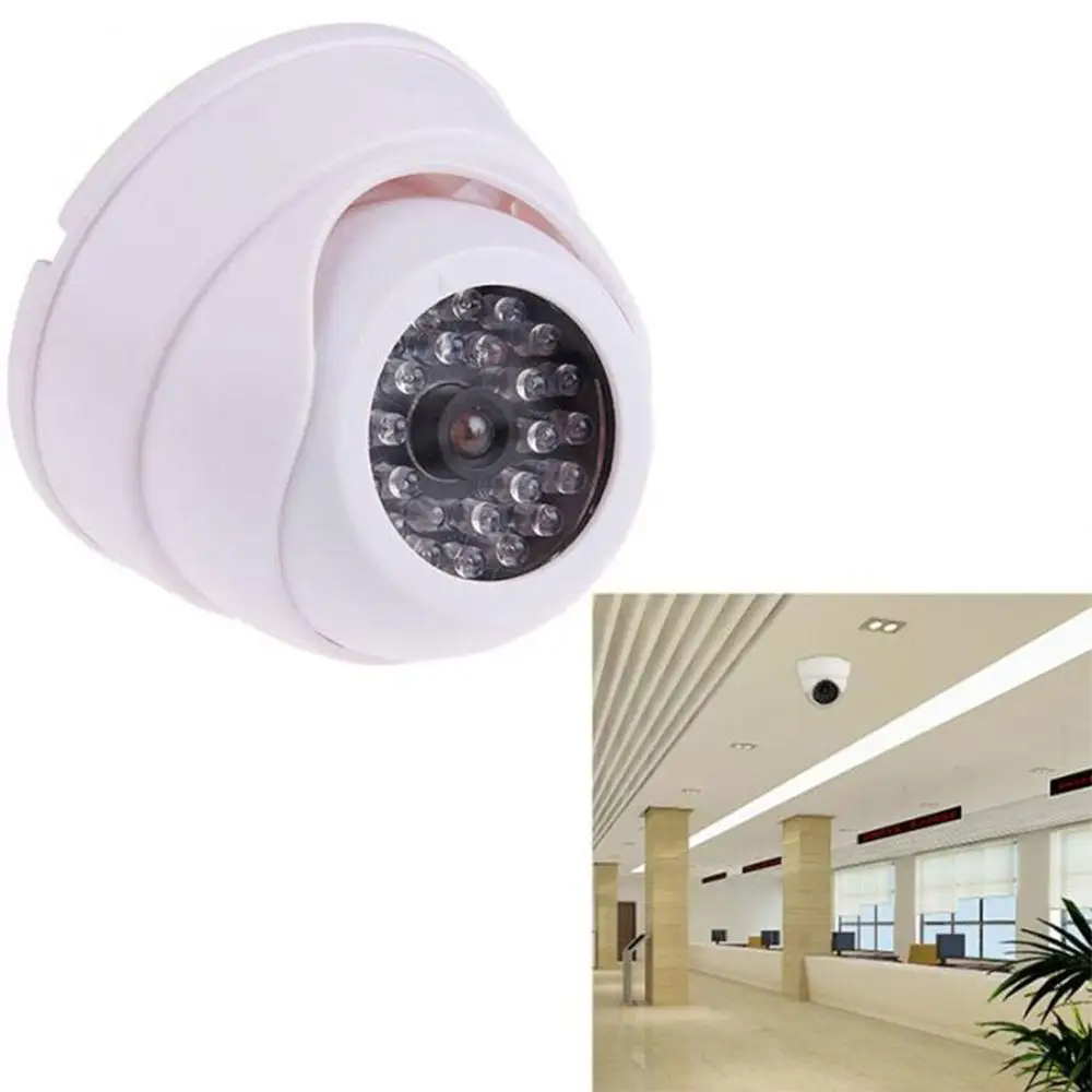 Outdoor Simulation Security Dome Dummy Fake Camera with Red Flashing LED Light Indoor Outdoor Home Security Video Surveillance