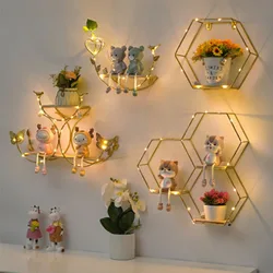 Nordic Creative Non Perforated Decorative Pendant Wall Decoration Living Room Milk Tea Shop Hydroponic Wall Hanging Wall Shelf