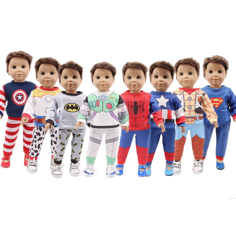 Doll Clothes 2Pcs/Set Superheros Clothes Cosplay For 18 Inch American Doll & 43 Cm New Born Baby Accessories,Logan Boy Doll Gift