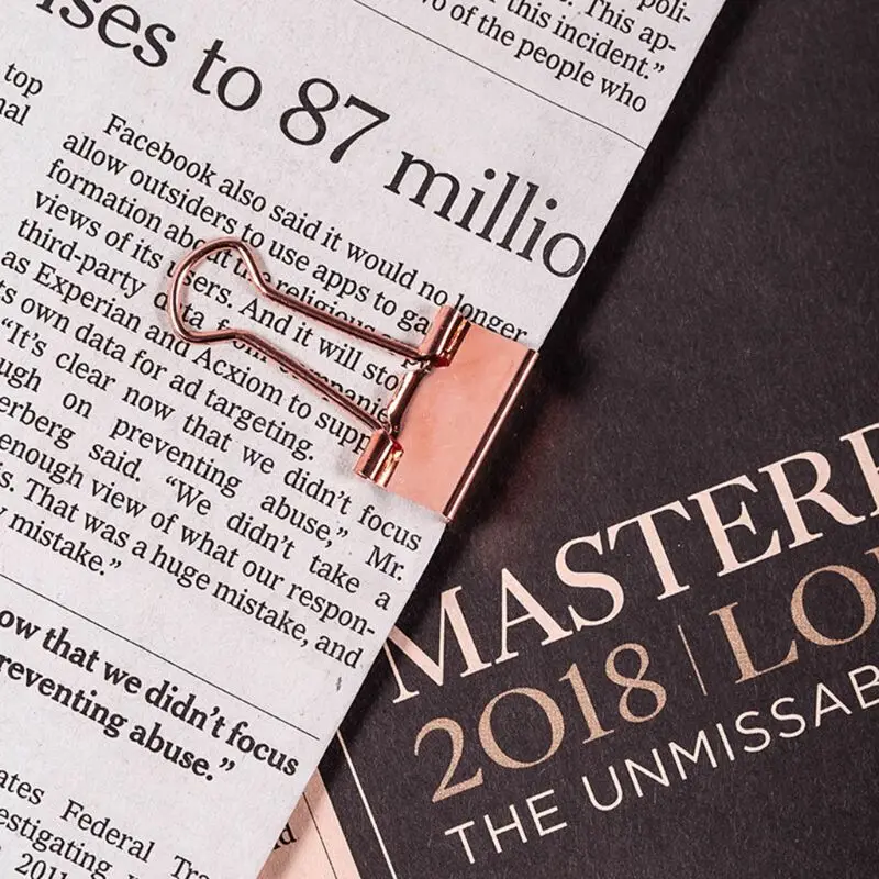 25 개/상자 로즈 골드 바인더 클립 메시지 티켓 종이 클립 홀더 주최자 한국어 사무실 학교 용품