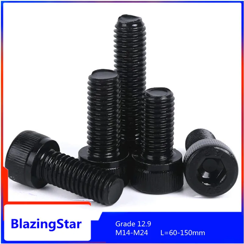 

1PCS M14 - M24 Grade 12.9 Complete teeth Hexagon Hex Socket Head cap Allen Bolt Screw L=60-150mm