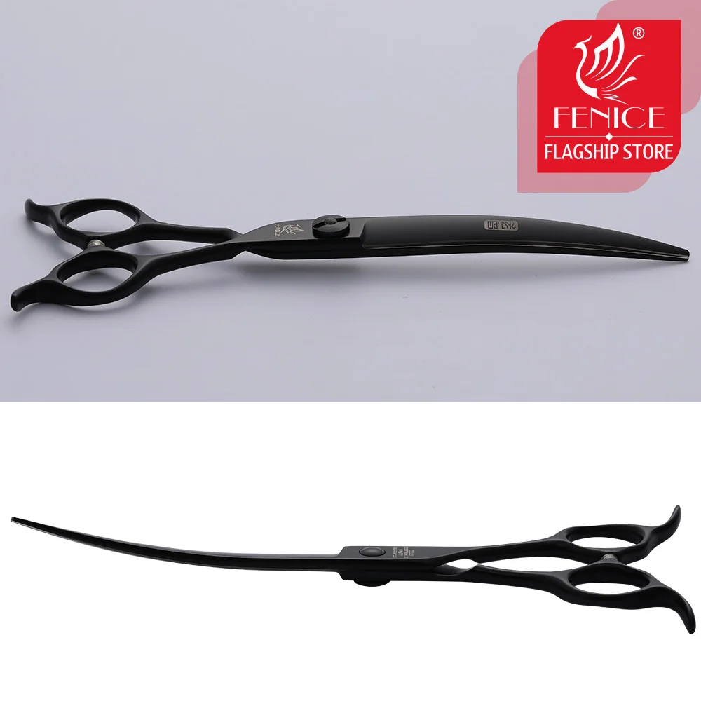 Fenice 7.0 polegada preto curvo profissional grooming scissors corte de cabelo do cão tesoura jp440c suprimentos para cães de estimação