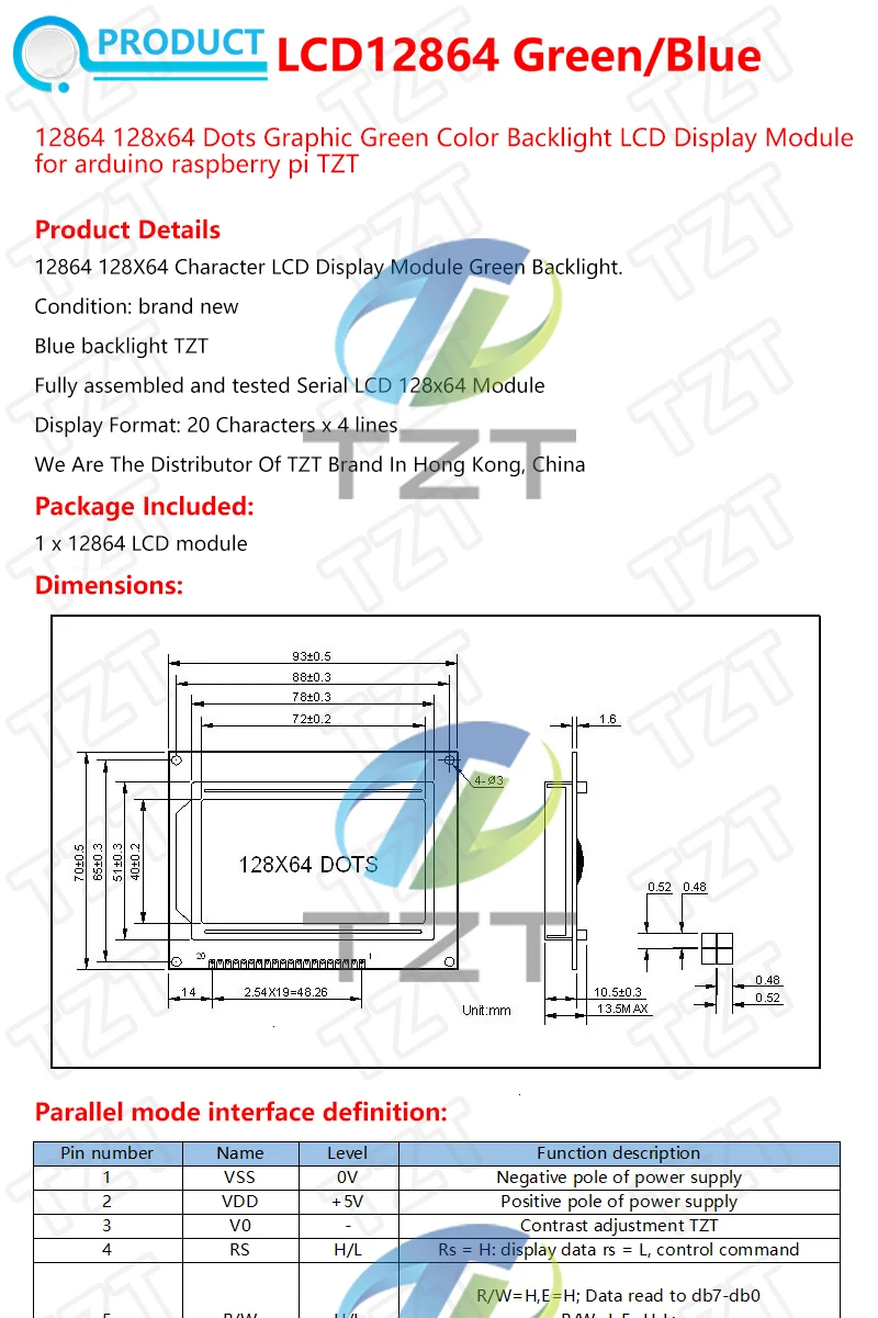 TZT LCD Modul Für Arduino LCD0802 LCD1602 LCD2004 LCD12864 LCD Zeichen UNO R3 Mega2560 Display PCF8574T IIC I2C Schnittstelle – Detail 18