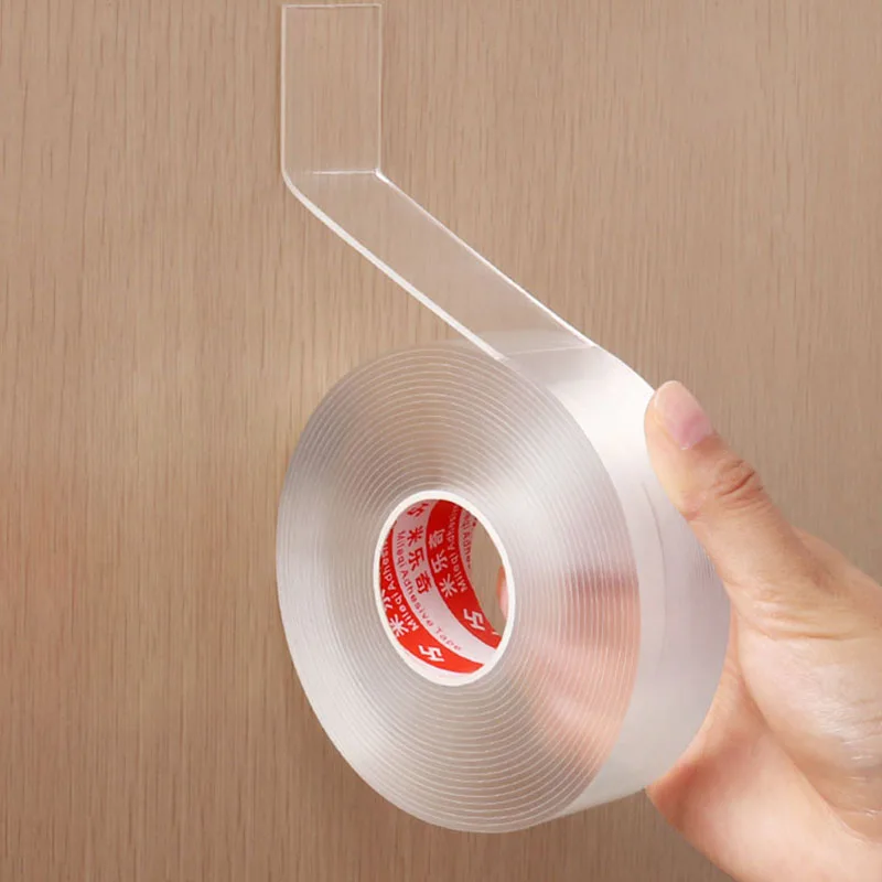 3m x 2cm Nano Tracsless Tape Double Sided Tape Transparent No Trace Reusable Waterproof Adhesive Tape Cleanable Home Tape