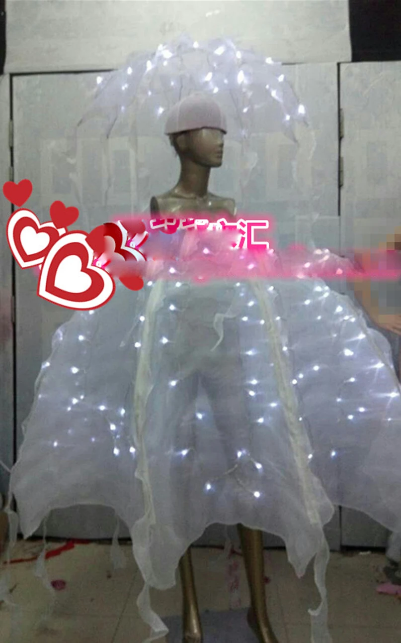 Ocean Style Jellyfish Umbrella Shaped Costume LED Luminous light up costumes stage performance wear