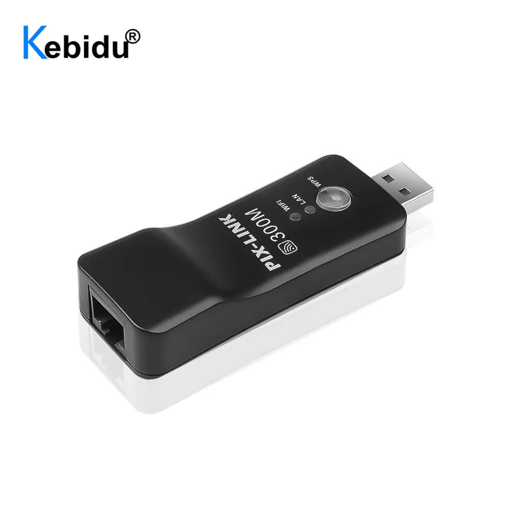Kebidu-adaptador Wifi de red de TV inalámbrico, repetidor Wifi Universal, WPS de 300Mbps, Cable de red de RJ-45 para Samsung, LG, Sony, HDTV