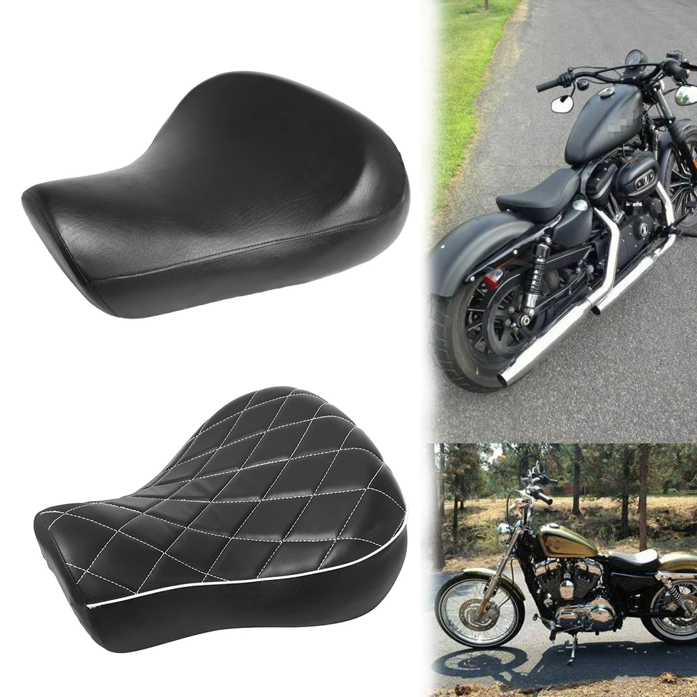 Diamond Front Driver Rider Solo Seat Black Motorcycle Seats Cushion For Harley Sportster 883 1200 Forty Eight 48 72 1983-2003