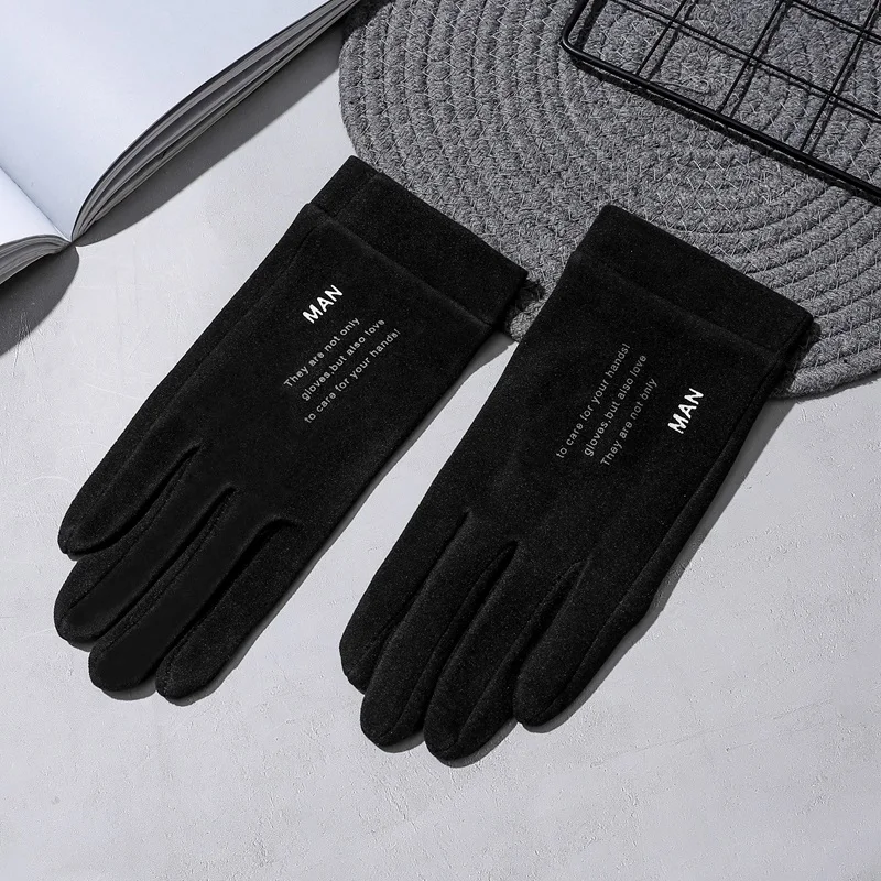 Gants en laine de lapin pour hommes, doux, élastique, écran tactile, doigt complet, chaud, cyclisme, conduite, Business, hiver