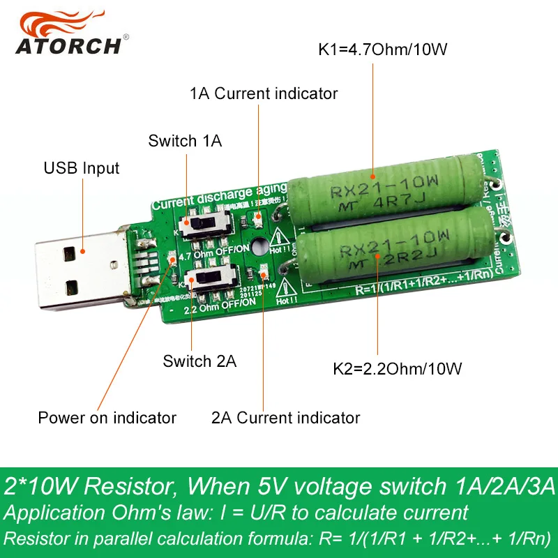 USB, DC, Alimentação, 2 Switch, Corrente Ajustável, 5V, 1A, 2A, 3A, Capacidade da Bateria, Tensão, Descarga