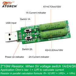 USB Mini Electronic Load Aging Resistance Charger 5V 3A/2A/1A Power Bank Charger Indicator Discharge Mobile Power Tester