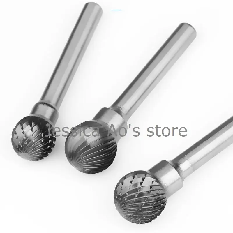 6-25mm Big D Ball Cutters Tungsten Steel Milling Cutter Carpenter Tools Grinder Rotary Burrs Carbide Rotary File Metal Carving