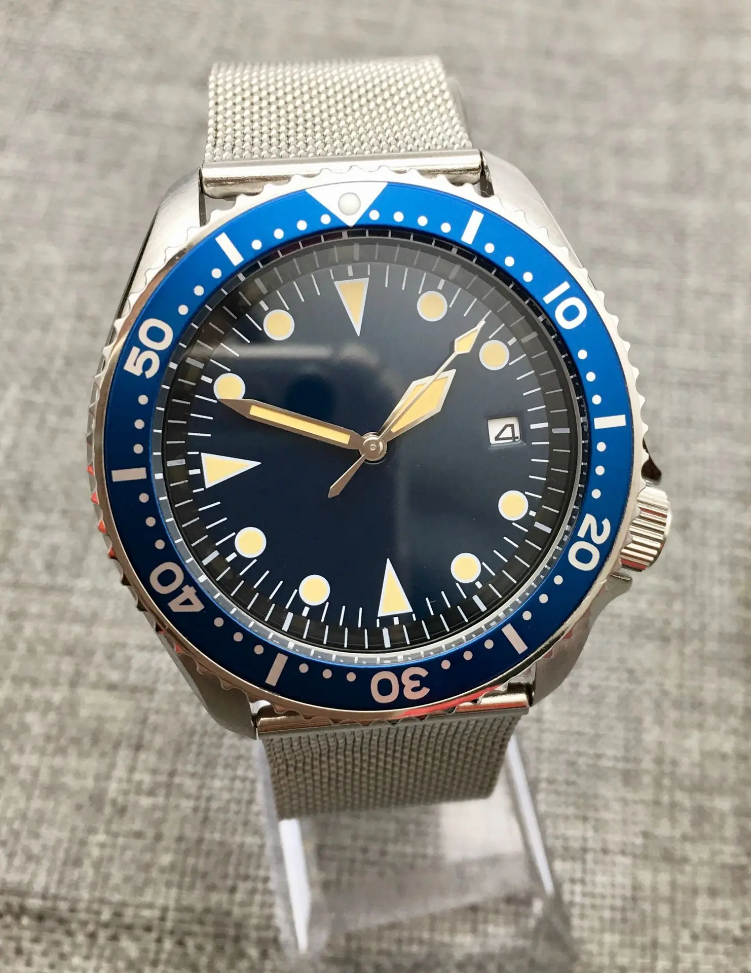 

42MM SK007 Stainless Steel Case Japanese Movement NH35 Watch Mechanical Clock Luminous Blue Dial Automatic Men's Watch