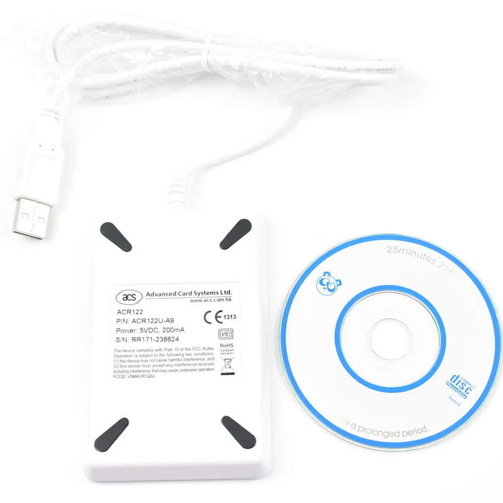 USB ACR122U NFC Smart Card Reader Writer For all 4 Types of NFC (ISO/IEC18092) Tags + 5pcs UID Changeable Cards +1 SDK CD