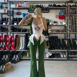 Monochrome Sleeveless Crop Top, Backless, Slim, Sexy, Skinny, Simple, Trim Outfits, Mock Neck, Basic Tank Top, Summer, 2023