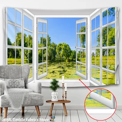 3D Landscape Painting Outside The Window Wall Tapestry Psychedelic Witchcraft Nordic Style Home Decoration Painting Wall Hanging