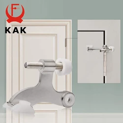 KAK 2Pieces Hinge Pin Door Stopper Adjustable Black Heavy Duty Hidden Doorstops with Rubber Bumper Damper Silver Door Hardware
