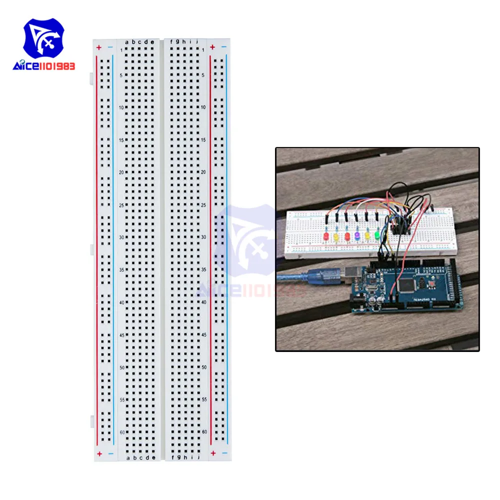 diymore MB-102 830 Tie Points Solderless Breadboards for Arduino Proto Shield Distribution Connecting Blocks