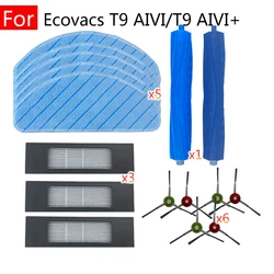 Para Ecovacs T9 MAX T9 AIVI T9 AIVI + T9 Power Mop Rag filtro Hepa Kit de Cepillo Lateral principal piezas para el hogar accesorios de Robot aspirador