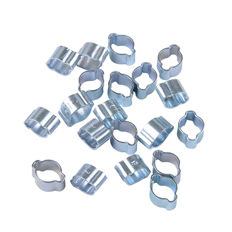 100pcs Car Double Ear Hose Clips Water Fuel Air Clamps 5-31mm Zinc Plated Assortment Box