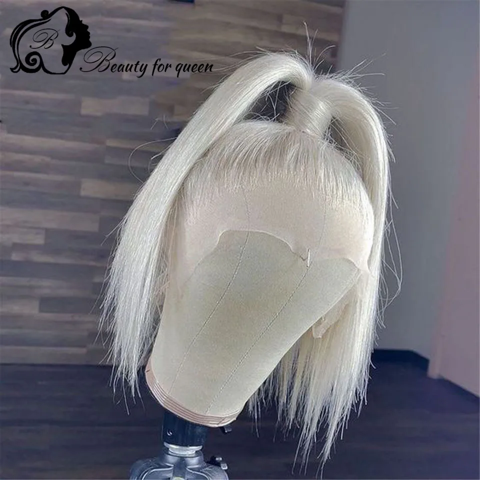 Белый прямой короткий боб, бразильский цвет, 100% парик из натуральных волос, 180, Desnity HD, прозрачный, 13X4, кружевные фронтальные парики, высокое качество