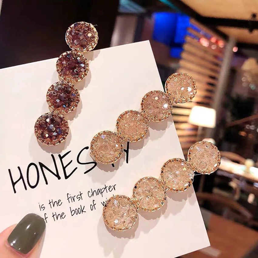 1pcs moda strass grampos de cabelo meninas grampos de cabelo headwear geométrico redondo hairgrip feminino barrette lado grampo de cabelo acessórios