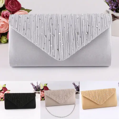 

Women Evening Bag Satin Bridal Wedding Bag Lady Crossbody Mini Bag Diamante Ladies Day Clutch Envelope Handbag