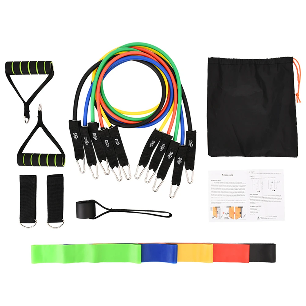 17Pcs/Set Latex Resistance Bands Gym Door Anchor Ankle Straps Resist band Kit Yoga Exercise Band Fitness Expander Loop Tube Pull