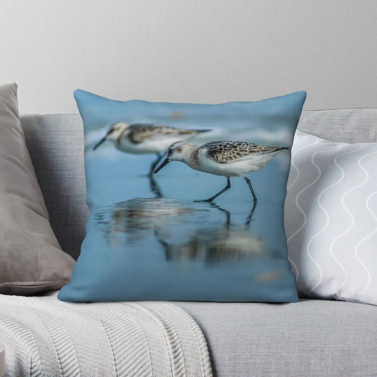 Sandpiper 2 Square Pillowcase Polyester Linen Velvet Printed Zip Decor Throw Pillow Case Car Cushion Cover