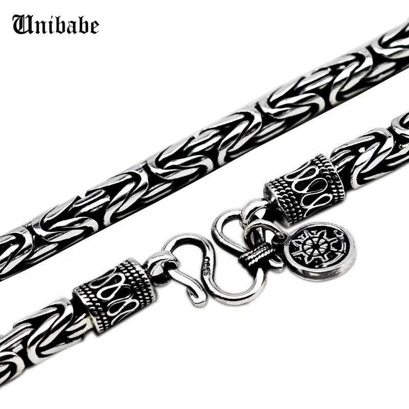 Unibabe Thai Silver Dragon Scales Long Chain Necklace 990 Sterling Silver Male Personalized Jewelry 47 To 60cm Long (HY)