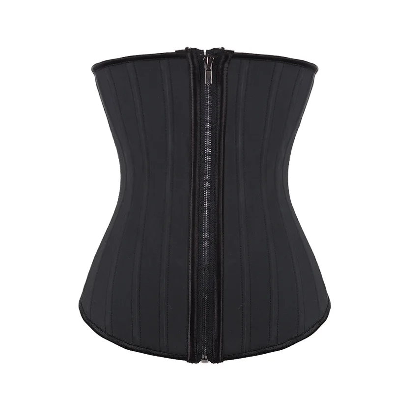 Latex Waist Trainer Corset Steel Boned Shaper Zipper Up Gorset Rubber Korsett Plus Size 6XL Bustier Underbust Korset Workout Hot