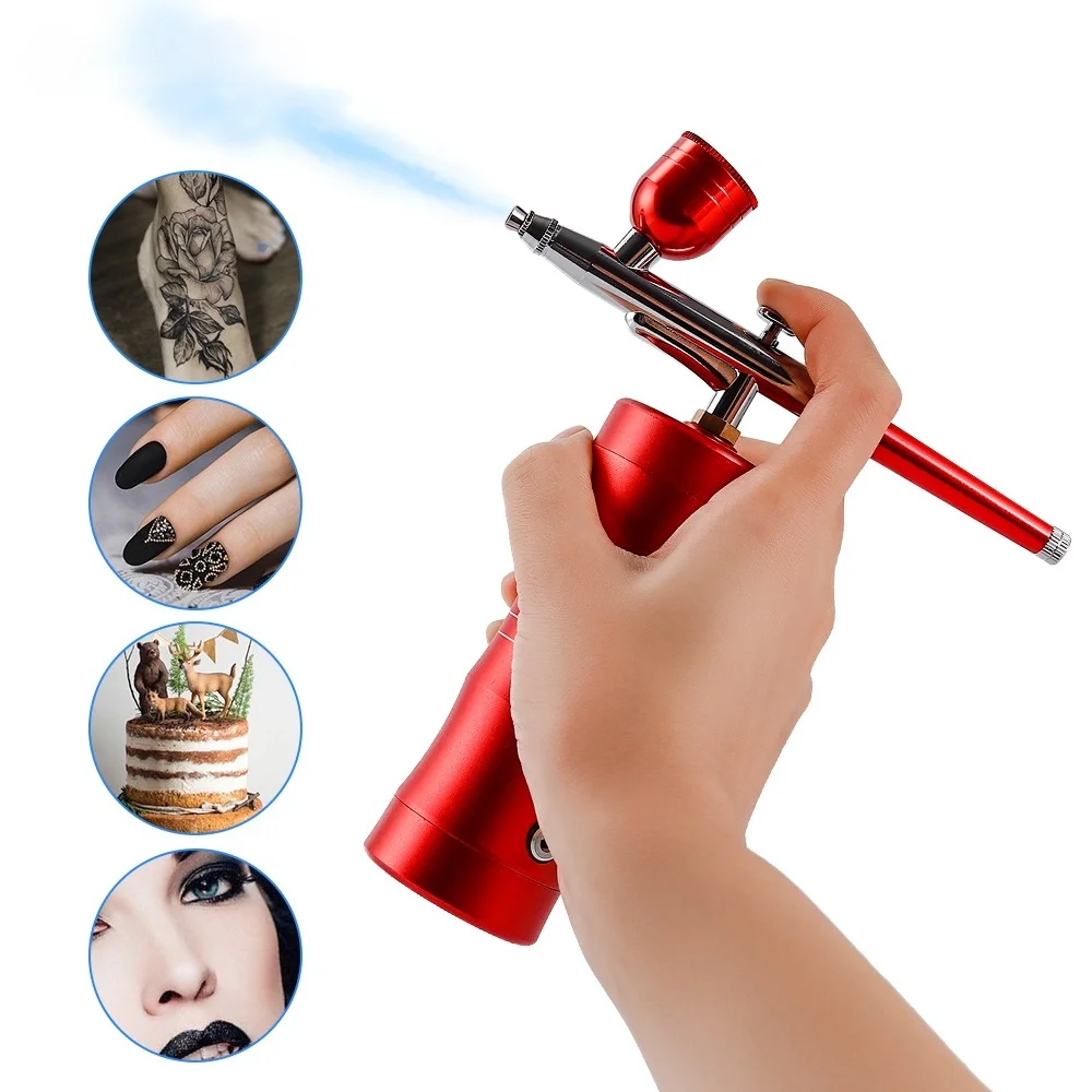 Top 0.3mm Mini Air Compressor Kit Air-Brush Paint Spray Gun Airbrush For Nail Art Tattoo Craft Cake Nano Fog Mist Sprayer