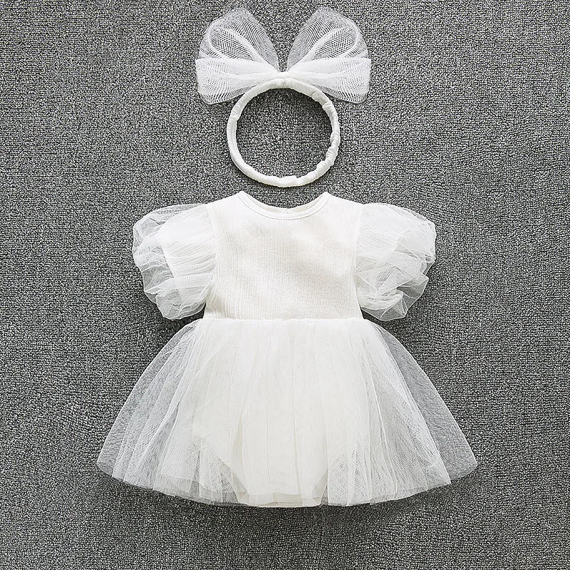 Vestido de verano para niña recién nacida, vestidos de princesa de tul para fiesta con volantes