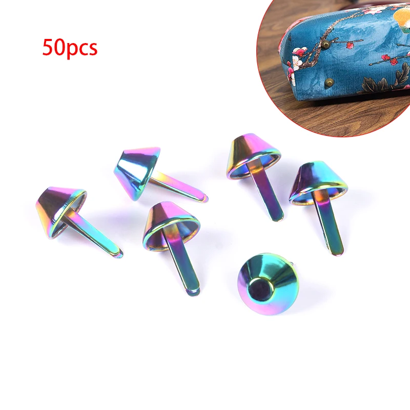 50x Purse Feet, Metal Rainbow Color Metal Purse Feet, DIY 15mm Metal Craft Feet,Metal Purse Stud for Handbag