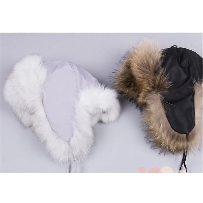 Real Fox Fur Hats for Kids Boys and Girls Thick Winter Outdoor Ear Warm Hat with Flap Children Russian Trapper R12