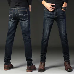 Men's Jeans 2024 New Brand Business Classic Casual Denim Trousers Business Work Comfortable Oversized Jeans Pants