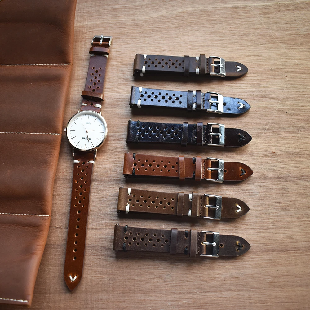 Handmade Vintage Genuine Leather Strap Watch Band 18mm 20mm 22mm 24mm Watch Accessories Bracelet Brown Watchband Replacement