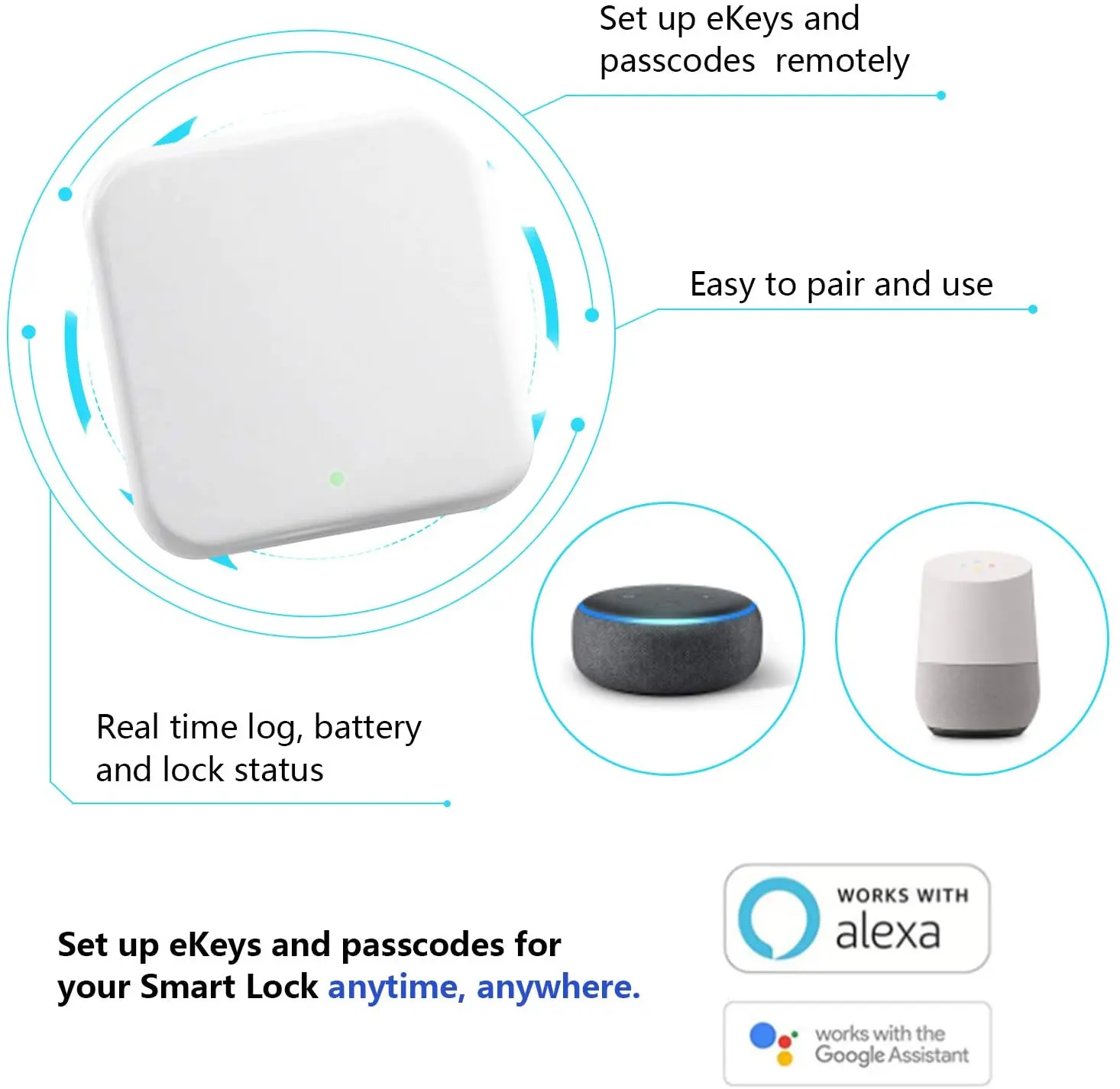 Tuya TTLock G2 Bluetooth Gateway Smart Password Door Lock App Device Lock WiFi Gateway Remote Control