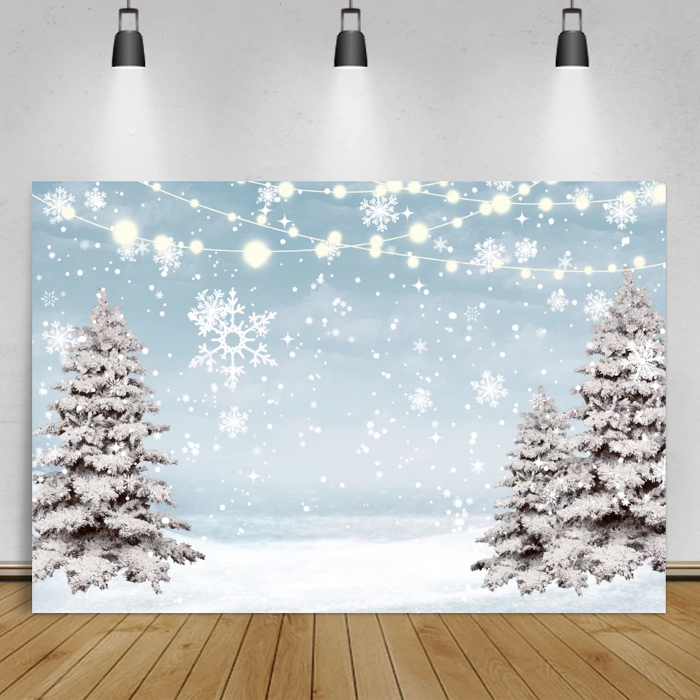 Winter Fantasy Pine Tree Xmas Tree Glitter Dots Light Bokeh Christmas Party Family Shoot Photo Backdrop Photography Background