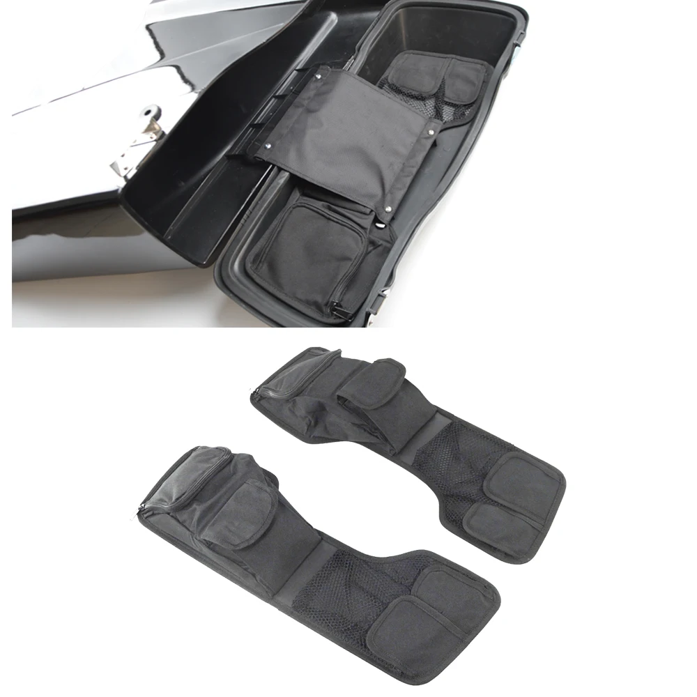 Luggage Saddlebags Lid Organizer Pouch Kit Black For Harley Touring Electra Glide Road King Street Glide FLT FLH 1999-2013