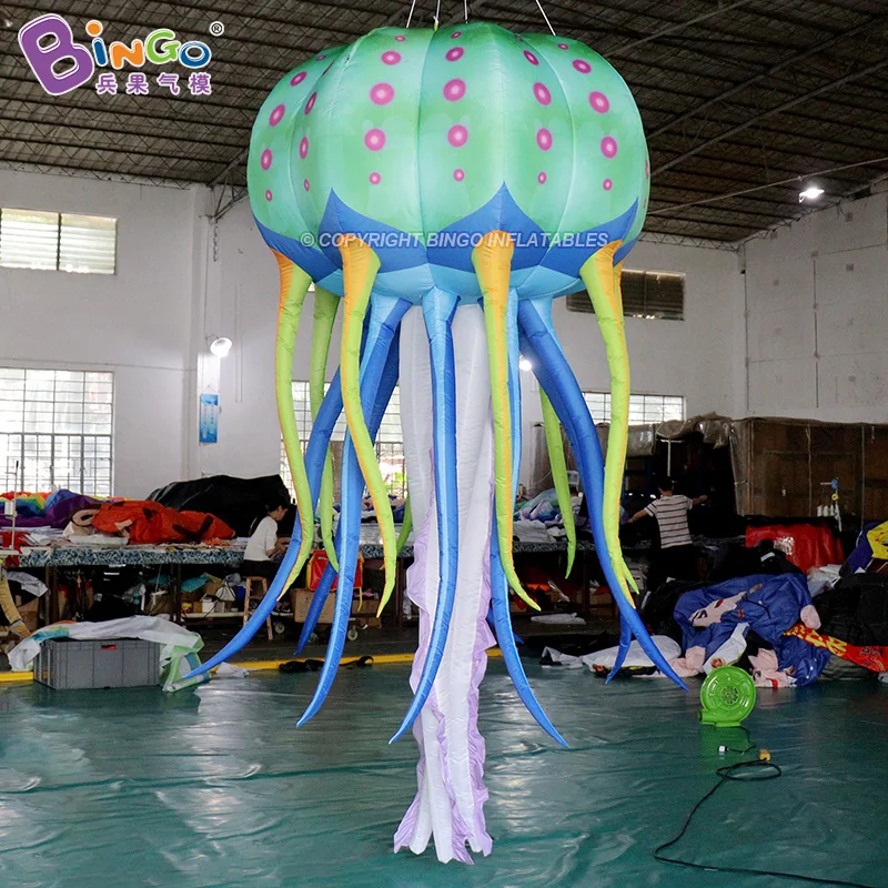 Hanging Inflatable Jellyfish With Lighting For Even Decorations Stage Props 3m/10ft High Colorful Medusa Balloon