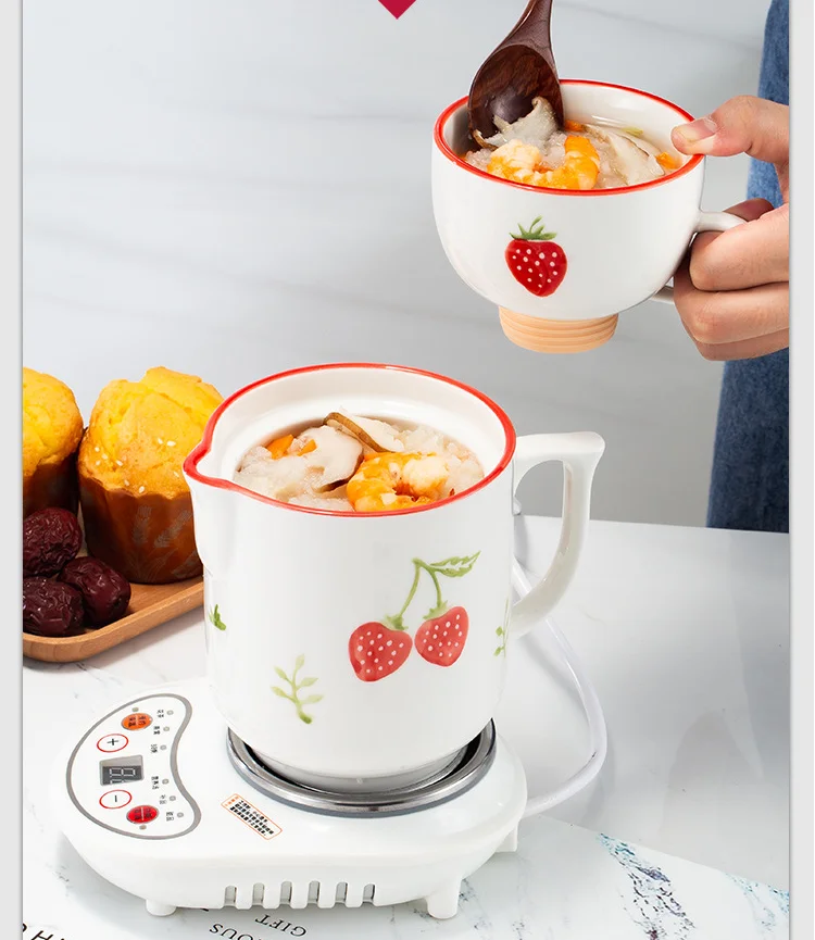 220 فولت 600 مللي السيراميك/الزجاج الطبخ طباخ التلقائي الكهربائية بطيئة Stewer الحفاظ على الصحة وعاء الشاي الحلوى ماكينة طهي