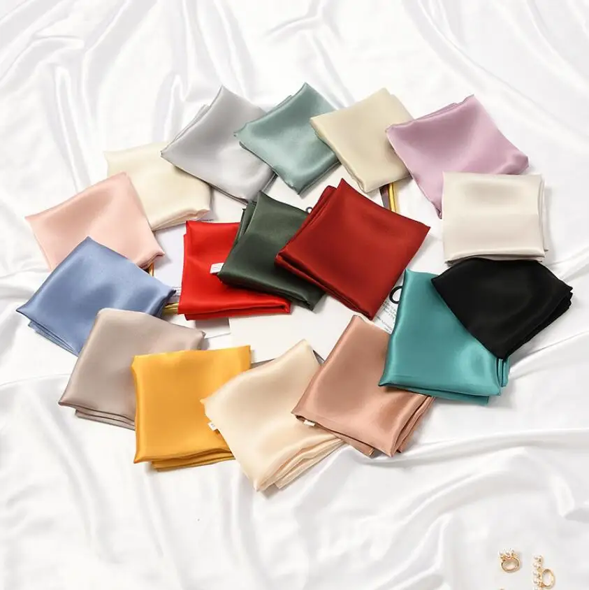 

53*53cm Silk Scarf for Women Hair Band Bandana Small Square Shawls and Wraps Design Print Neck Scarves Female Bag Tie Foulard
