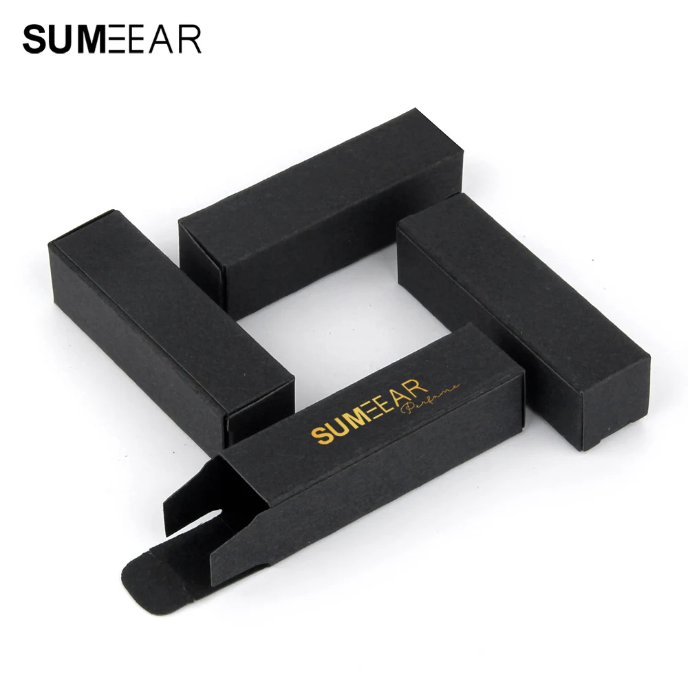 

100Pcs/Lot Black Box 20X20X70mm Empty Perfume Bottle Package box Customizable Paper Boxes Packaging Custom Logo