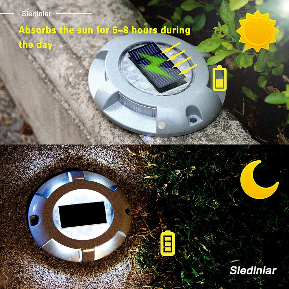 Imagem -02 - Solar Deck Luzes de Calçada Doca Led Luz Solar Powered ao ar Livre à Prova Impermeável Água Estrada Marcadores para Passo Calçada da Escada Jardim Chão