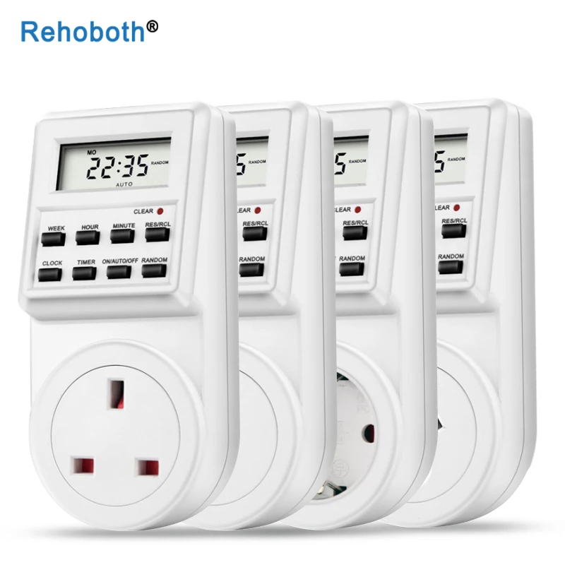 Tomada elétrica programável, plugue digital com temporizador para tomada de parede, 220v/110v eu uk us fr br