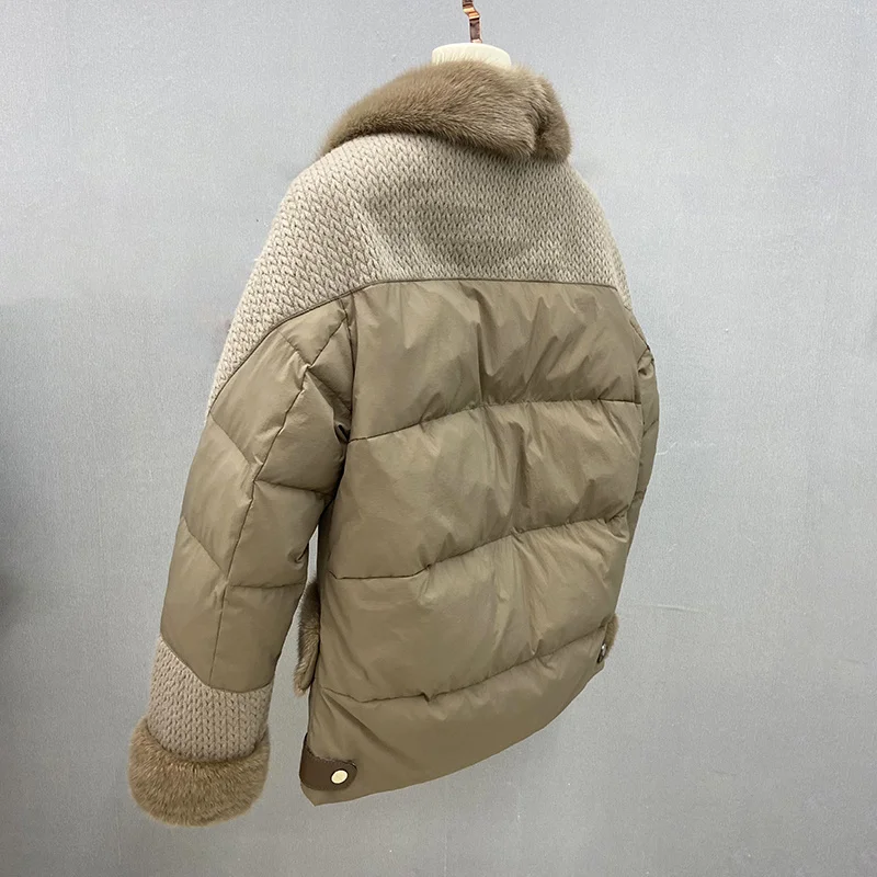 Manteau en fourrure de vison véritable pour femmes, col en fourrure, vestes d'hiver pour femmes, vêtements de luxe pour femmes, 2023