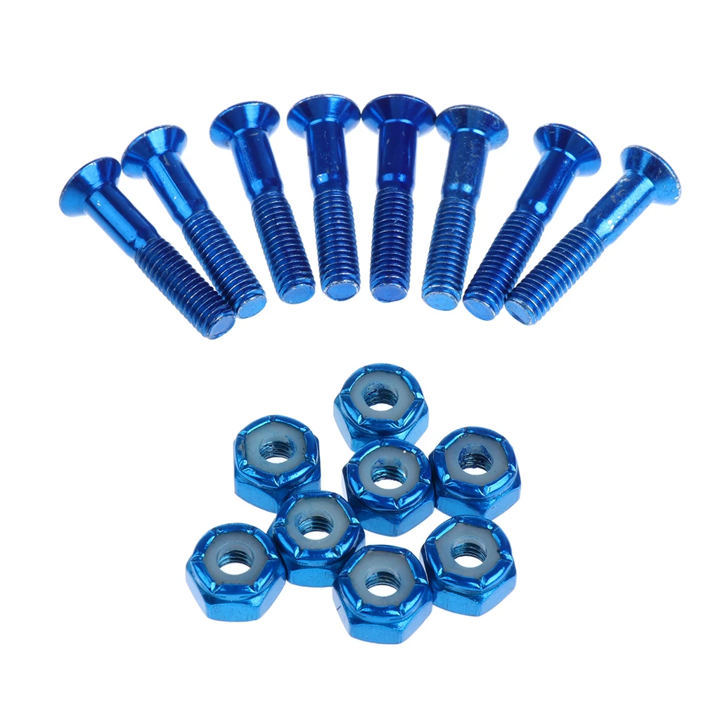 8 pieces Sturdy Replace Skateboard Truck Hardware Set Longboard Screws Bolts